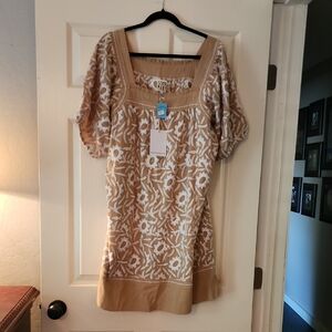 Brown Floral Shift DRESS L